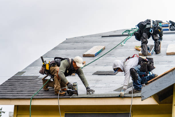 Professional Gutter Installation technician working in Sandy Lake, PA